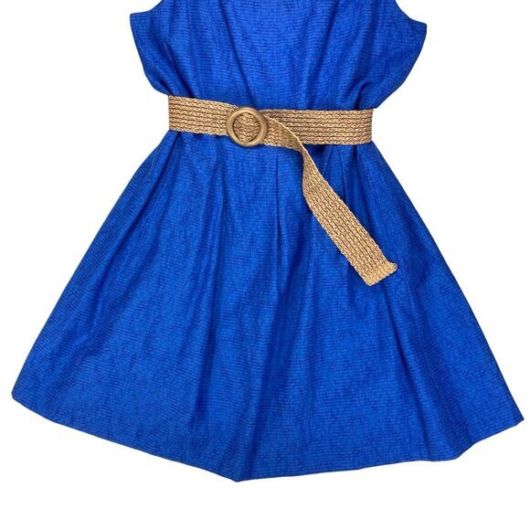 Nine West Dress Womens 16W Blue Belted Fit and Flare Western Cowboy Summer NEW - Picture 4 of 16